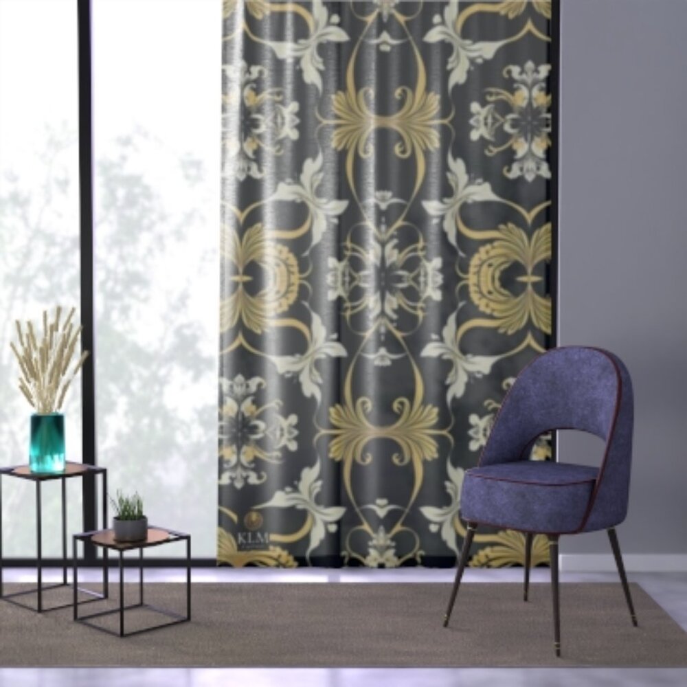 Baroque Gold Damask Window Curtain